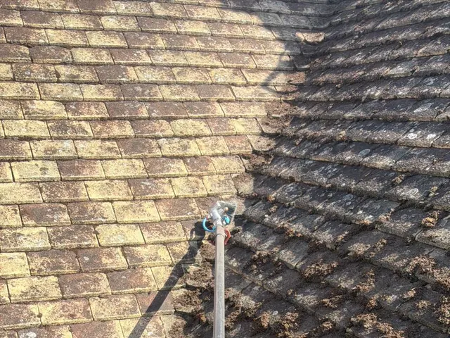 A pole tool reaching across buff plain tiles where two slopes meet.